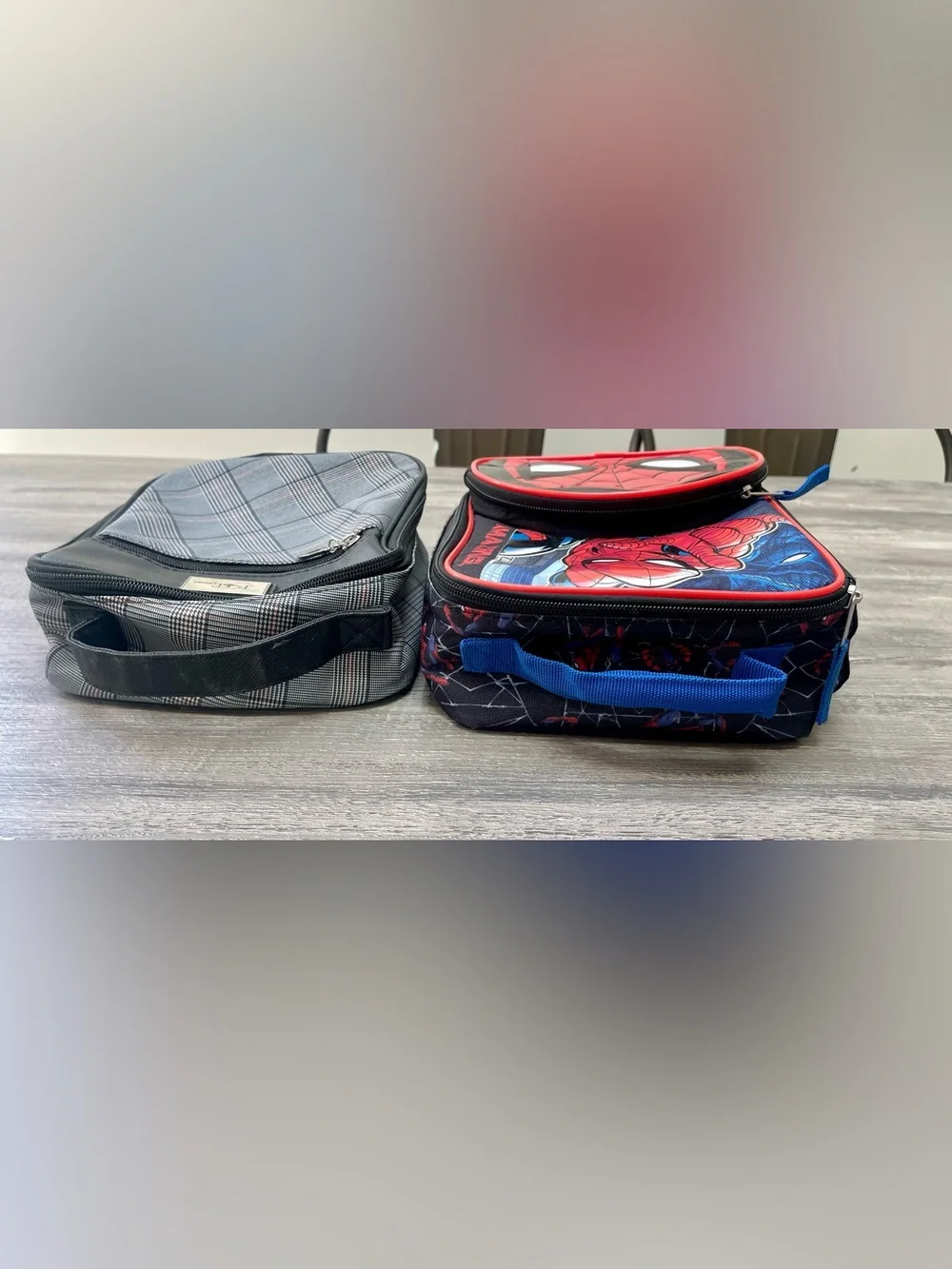Marvel Spider-Man Kids lunch box & black n white upscale cooler pouch
